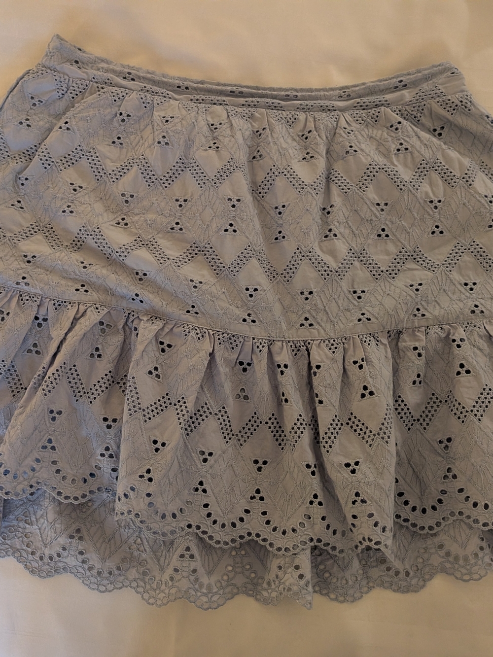 Eyelet A-Line Skirt in Light Blue